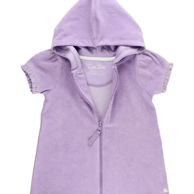 Copricostume da bambina in spugna lavanda con zip completa