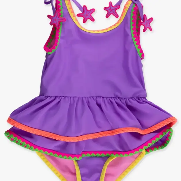 Costume intero con dettaglio all'uncinetto e peplo