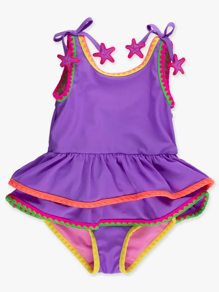 Costume intero con dettaglio all'uncinetto e peplo