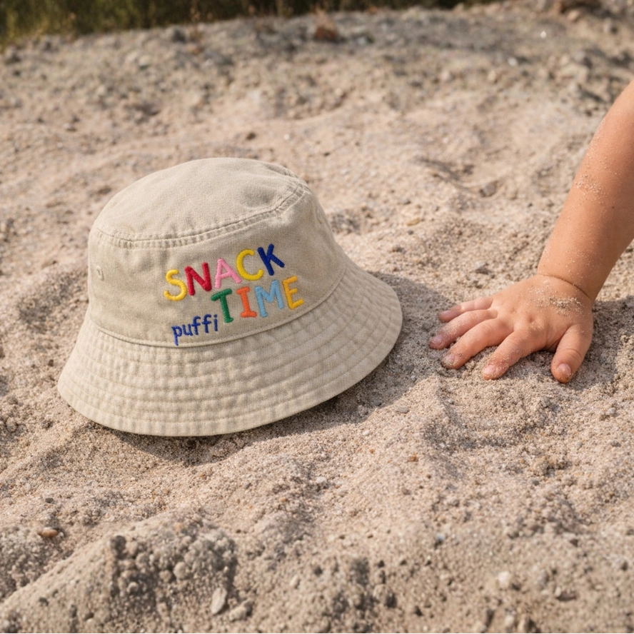 Cappello a secchiello per bambini Puffi Snack Time – protezione UPF50+ | beige - immagine 2