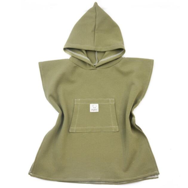 Poncho a Waffle per Bambini – Verde Oliva