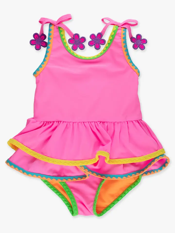 Costume intero con dettaglio all'uncinetto e peplo - immagine 3
