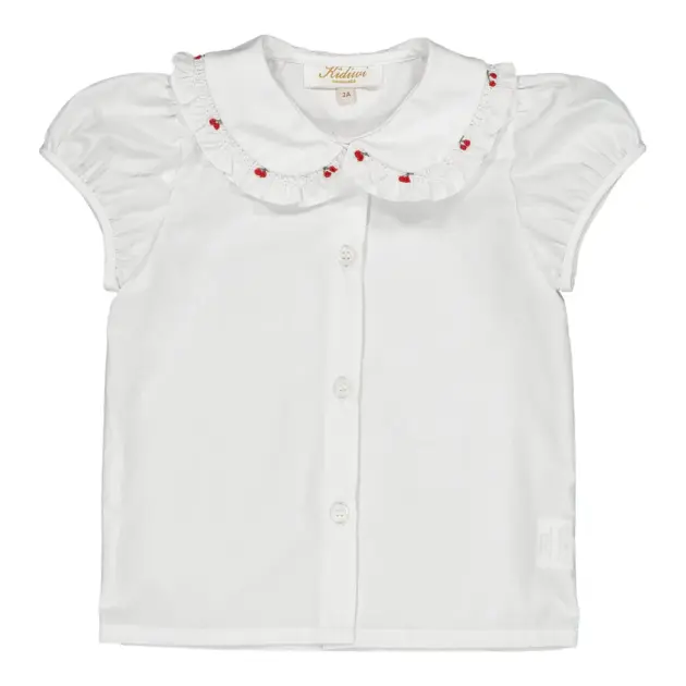 Lorena, camicetta da bambina, in popeline bianco